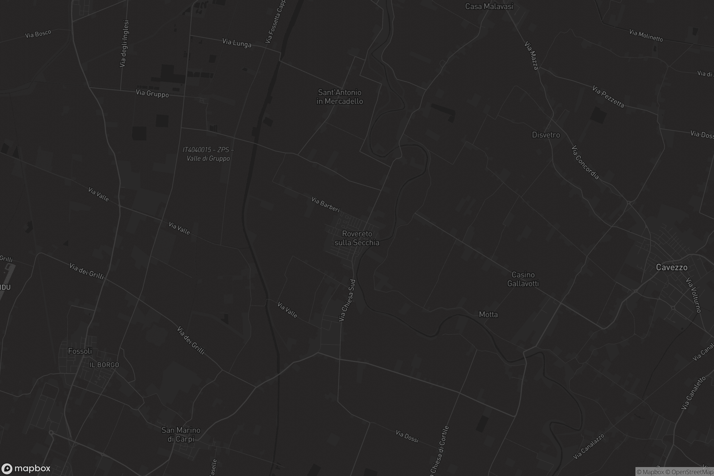 Mappa di Rovereto sulla Secchia