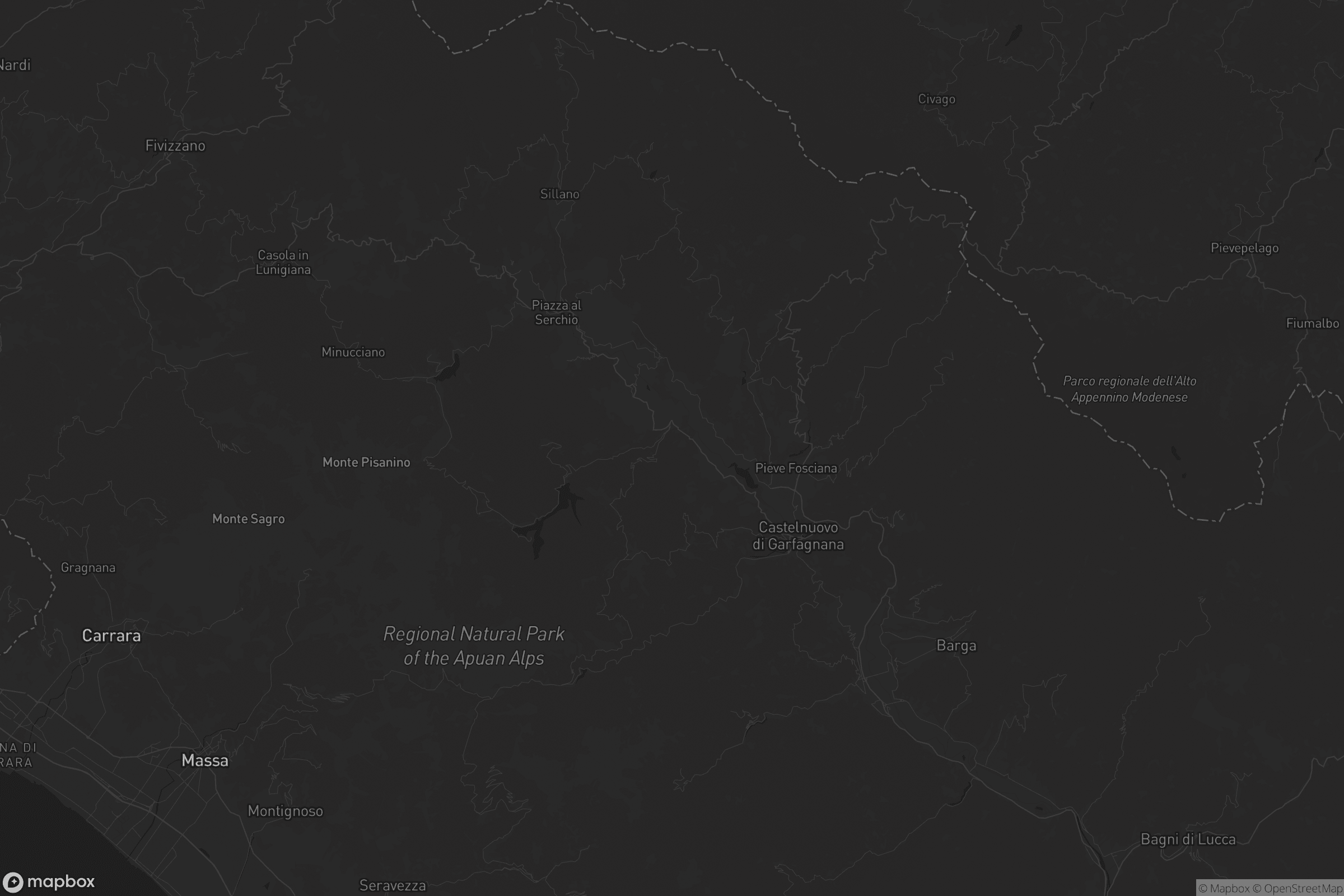 Mappa di Unione Comuni Garfagnana