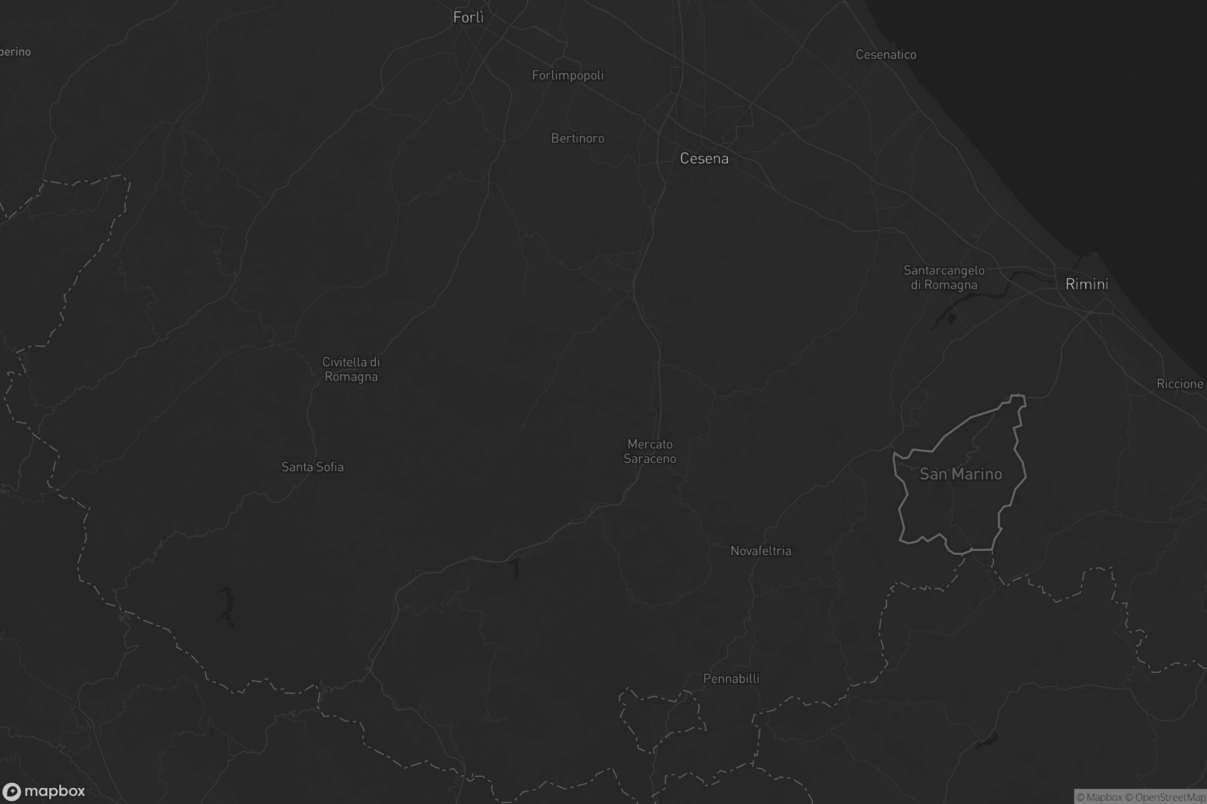 Mappa di Unione dei comuni Valle del Savio